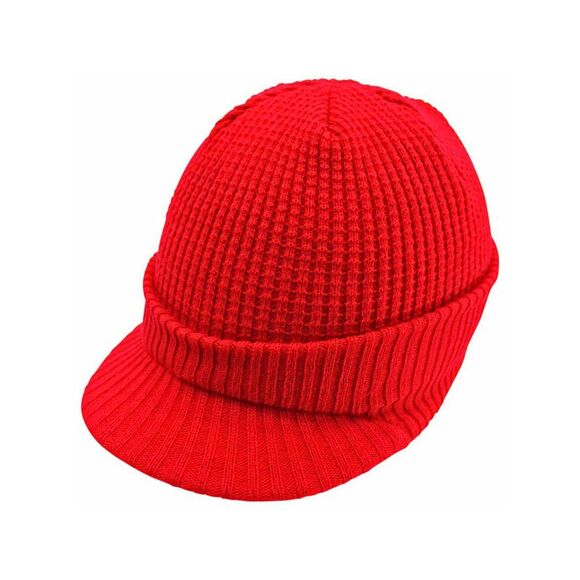 Thermal Ribbed Knit Beanie Hat With Visor - Picture 6 of 8